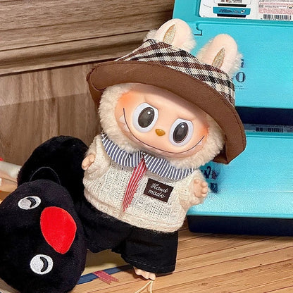 Cute Cowboy Clothes for Labubu Fashion Overalls Set Clothing Hats for Labubu V1 V2 V3 Cartoon Clothes Outfit Dolls Accessories