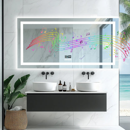 Fissuraminants pour miroir de maquillage LED, miroir de courtoisie avec lumières, miroir de maquillage à intensité variable, affichage numérique Bluetooth intelligent, mémoire de 3 couleurs