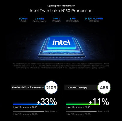 CHUWI MiniBook X 2025 2-in-1 Laptop Tablet Intel N150 CPU 10.51' FHD IPS Screen 12GB LPDDR5 512G SSD Windows 11 Notebook PC