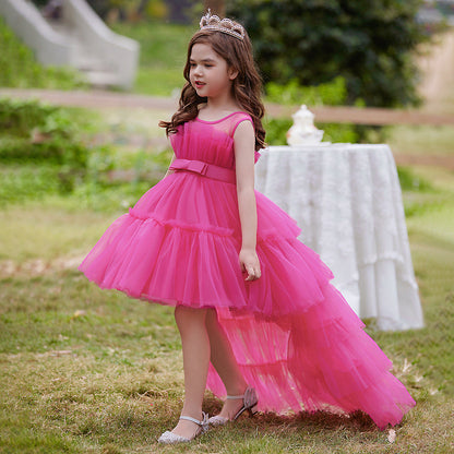 Formal evening gowns for children, elegant evening dresses for girls, with train, detachable princess dress
