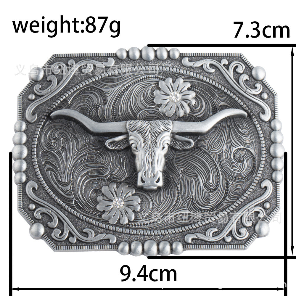 Western Cowhead Pattern Belt Buckle Cowboy Waistband
