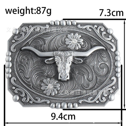 Western Cowhead Pattern Belt Buckle Cowboy Waistband