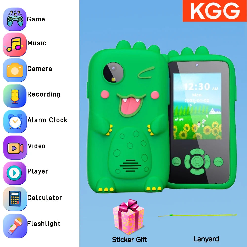 Téléphone intelligent pour enfants Filles Garçons Jouets Téléphone portable Double appareil photo Lecteur de musique 17 jeux Téléphone d'apprentissage pour tout-petits Cadeaux d'anniversaire
