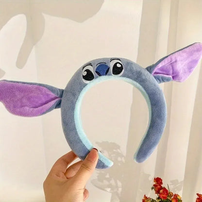 Bandeau Stitch de dessin animé Disney, joli bandeau en tissu cousu pour le lavage du visage, l'hydrothérapie, bandeau de maquillage