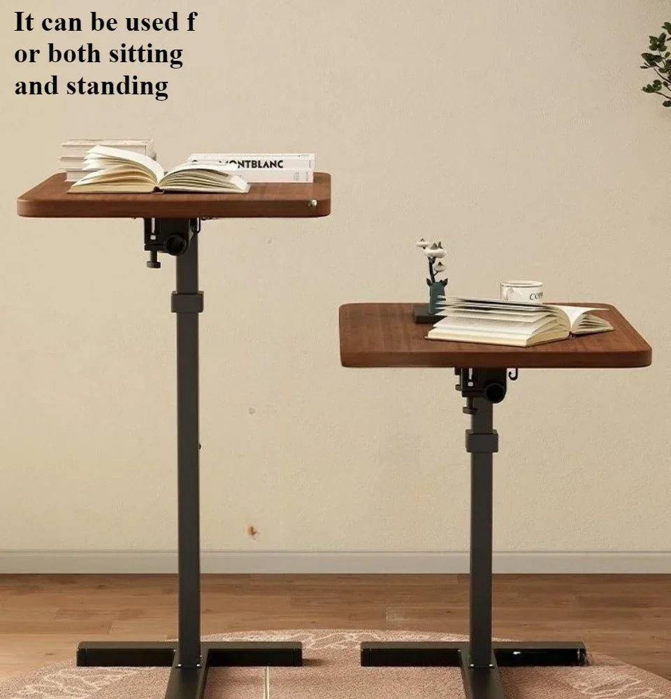 Table de chevet à petit bord en acier inoxydable, bureau Mobile pour la maison, chambre à coucher avec roulettes, bureau d'apprentissage à levage facile, établi