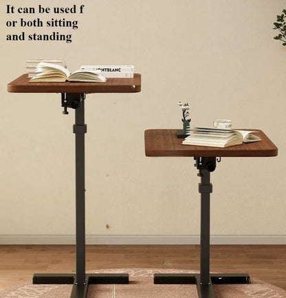 Table de chevet à petit bord en acier inoxydable, bureau Mobile pour la maison, chambre à coucher avec roulettes, bureau d'apprentissage à levage facile, établi