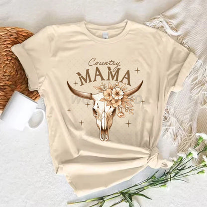 Cowgirl T-shirts Women Summer Short Sleeve T-shirt Funny Mothers Day Retro Clothing Harajuku Cowgirl Fashion Casual Tops Tees
