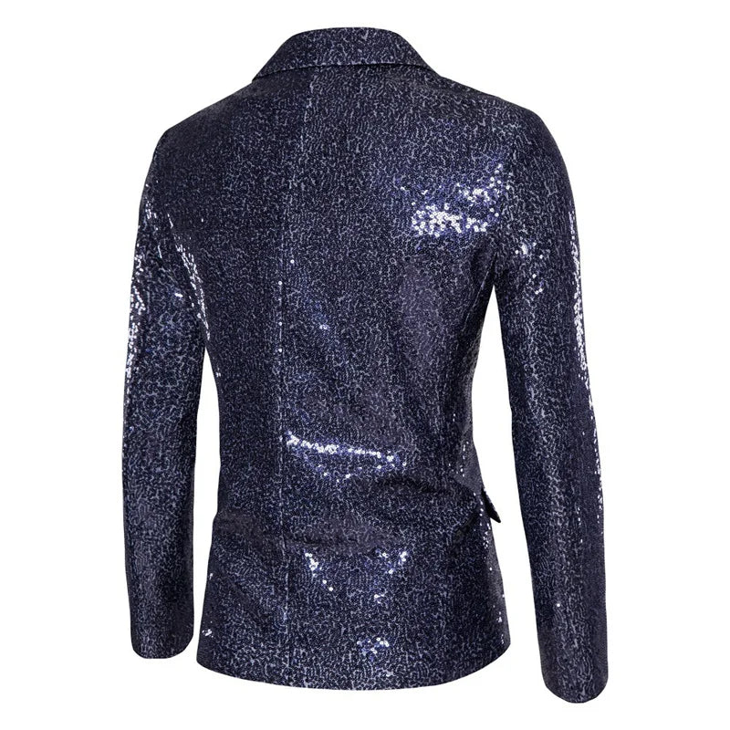 Fashion Men Luxurious Sequin Suit Jacket Green / Silver Men's Bar KTV Stage Dress Male Blazer Coat