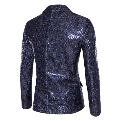 Fashion Men Luxurious Sequin Suit Jacket Green / Silver Men's Bar KTV Stage Dress Male Blazer Coat