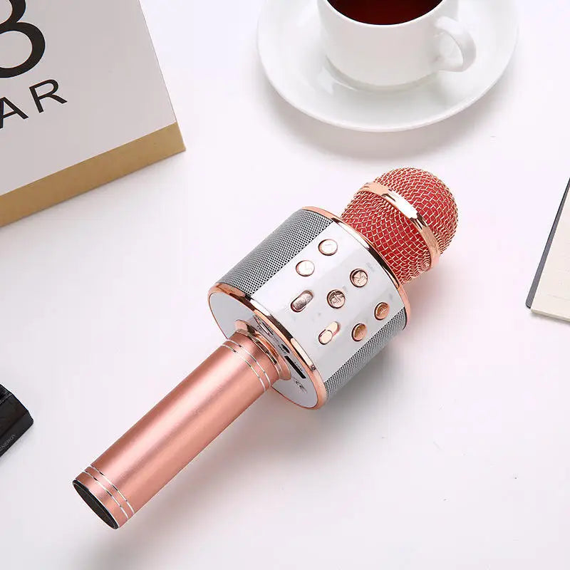 Wireless Bluetooth Karaoke Microphone, 5-in-1  Mic with Built-in Stereo Speaker/4 Voice-Changing Effect, Great Gifts