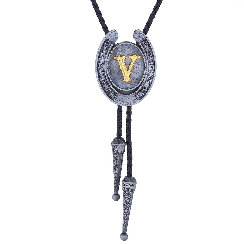 RechicGu-26 lettres Bolo pour homme, style western, cow-boy, cow-girl, cravate en cuir, collier rodéo, bijoux cadeaux, Dropshipping