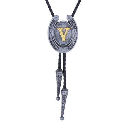 RechicGu-26 lettres Bolo pour homme, style western, cow-boy, cow-girl, cravate en cuir, collier rodéo, bijoux cadeaux, Dropshipping