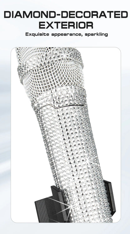Microphone karaoké sans fil SKM9000, personnalisé incrusté de diamants, pour flux en direct, karaoké, scène brillante, essentiel