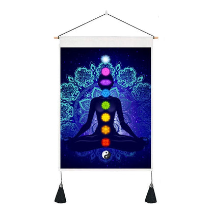 Seven Chakra Tapestry Yoga Meditation Wall Tapestry Boho Mandala Tapestry Hippie Wall Hanging for Home Decor 13.8 x 19.7 Inches