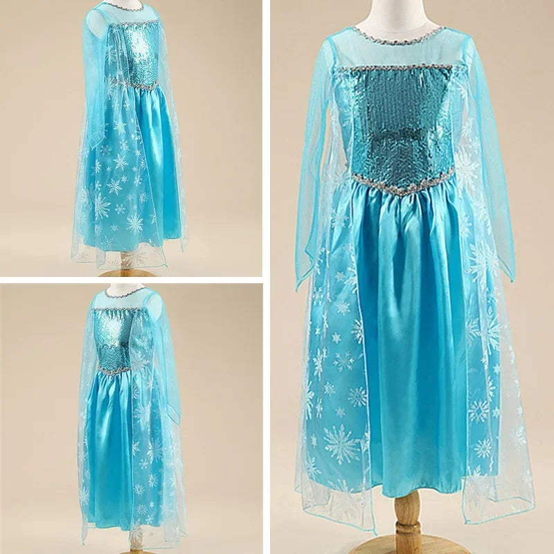 Elsa Costume for Girls 2024 Carnival Party Snow Queen Luxury Cosplay Costume Birthday Party Outfit Elsa Princess 3-10Y Kid Dress