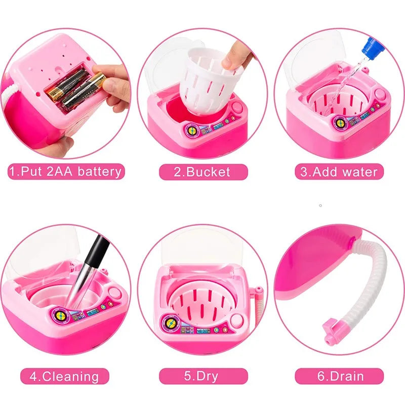 Mini machine à laver électrique pour pinceaux de maquillage - Nettoie et essore les pinceaux - Jouet pour brosses à maquillage - Œuf de beauté - Nettoie les pinceaux de maquillage