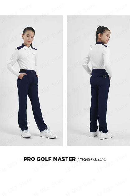 PGM Girls Golf Long Sleeve T Shirts Golf Wear for Kids Comfortable Skin Friendly Sports Fabric Children's Clothing YF548
