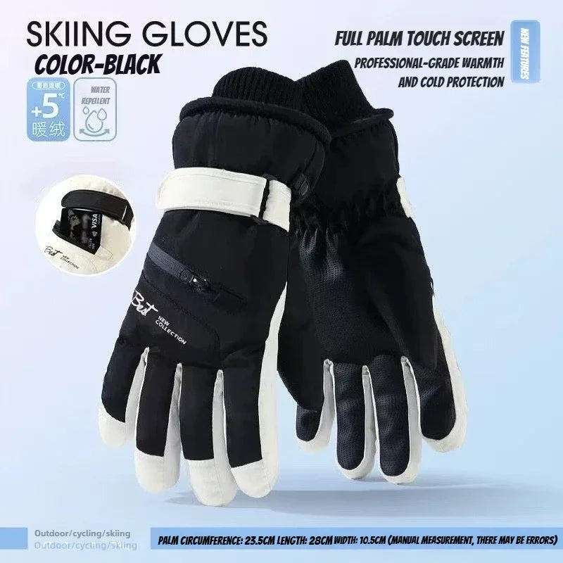 Gants de cyclisme d'hiver, antidérapants, au toucher, pour Ski, accessoires de Snowboard, poche étanche, chauds pour hommes et femmes