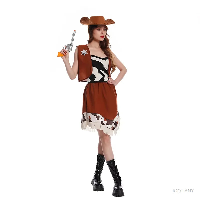 Robes de cowboy pour femmes, costumes de cowgirl de l'Ouest, déguisements adultes, tenues de fête de carnaval, de mascarade et de cosplay