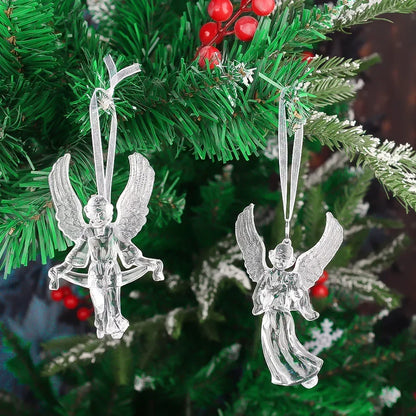 Ornement suspendu de noël en cristal acrylique, 2 à 12 pièces, ange brillant, flocon de neige, pendentif de glaçon pour décorations de fête de noël et du nouvel an