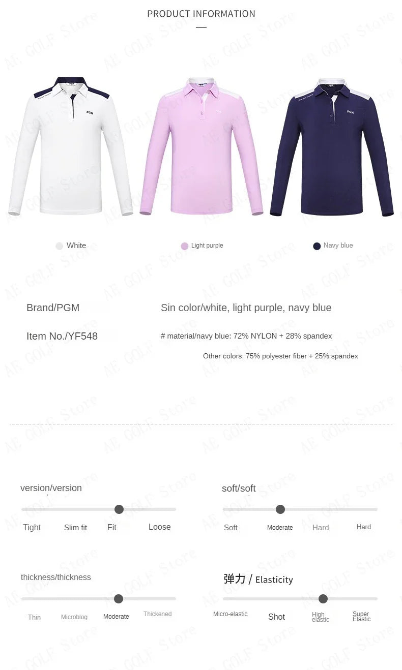 PGM Girls Golf T-shirts à manches longues Vêtements de golf pour enfants Tissu de sport confortable et doux pour la peau Vêtements pour enfants YF548