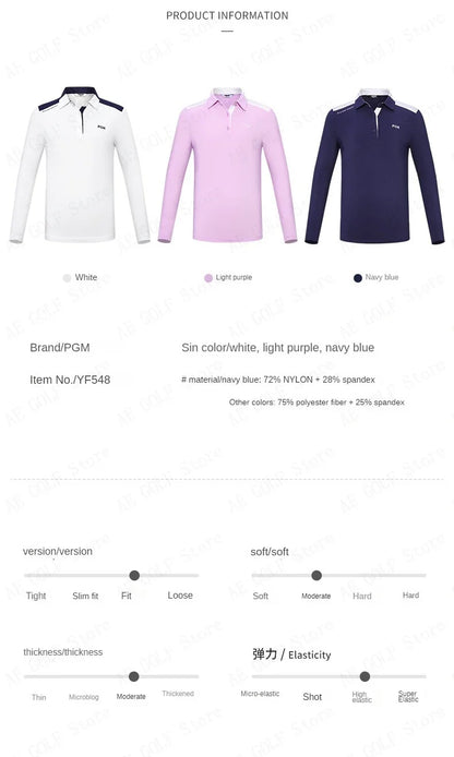 PGM Girls Golf T-shirts à manches longues Vêtements de golf pour enfants Tissu de sport confortable et doux pour la peau Vêtements pour enfants YF548