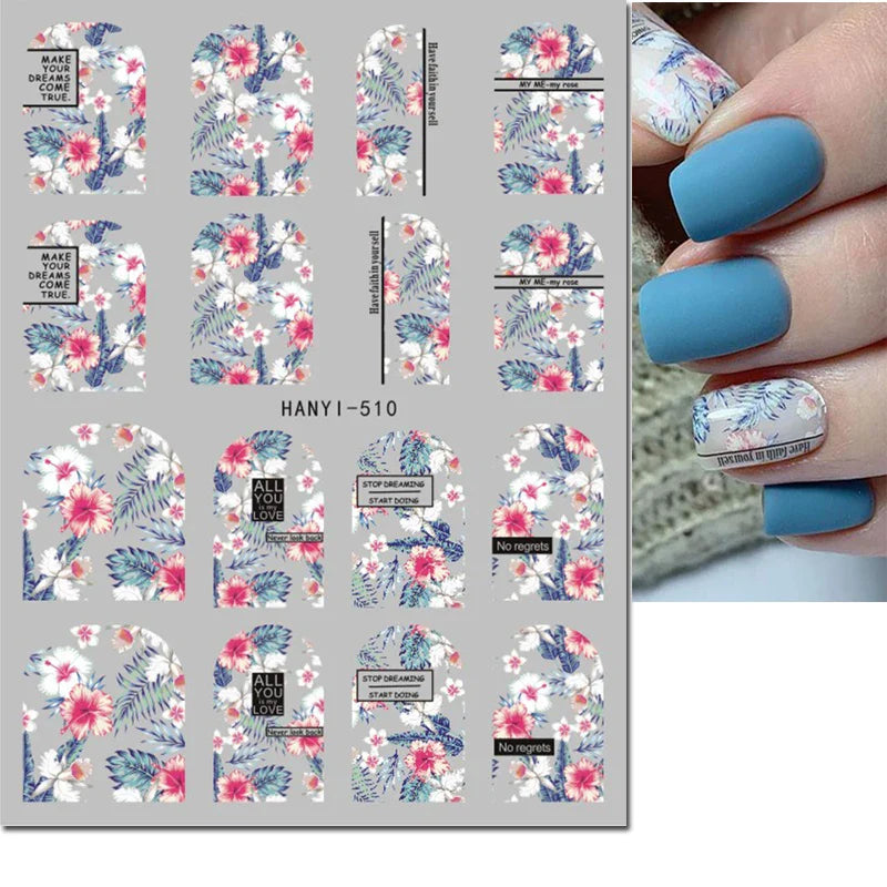 3d Nail Art Stickers Winter Autumn Golden Leaves Red Roses Flowers Decals For Nails Decoration Manicure Salon Beauty