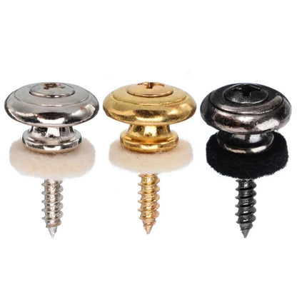 Serrures de sangle de guitare en cuivre chromé, 2 pièces, têtes de champignons, basse, broches, boutons de boucle de ceinture, argent/noir/argent, nouveau