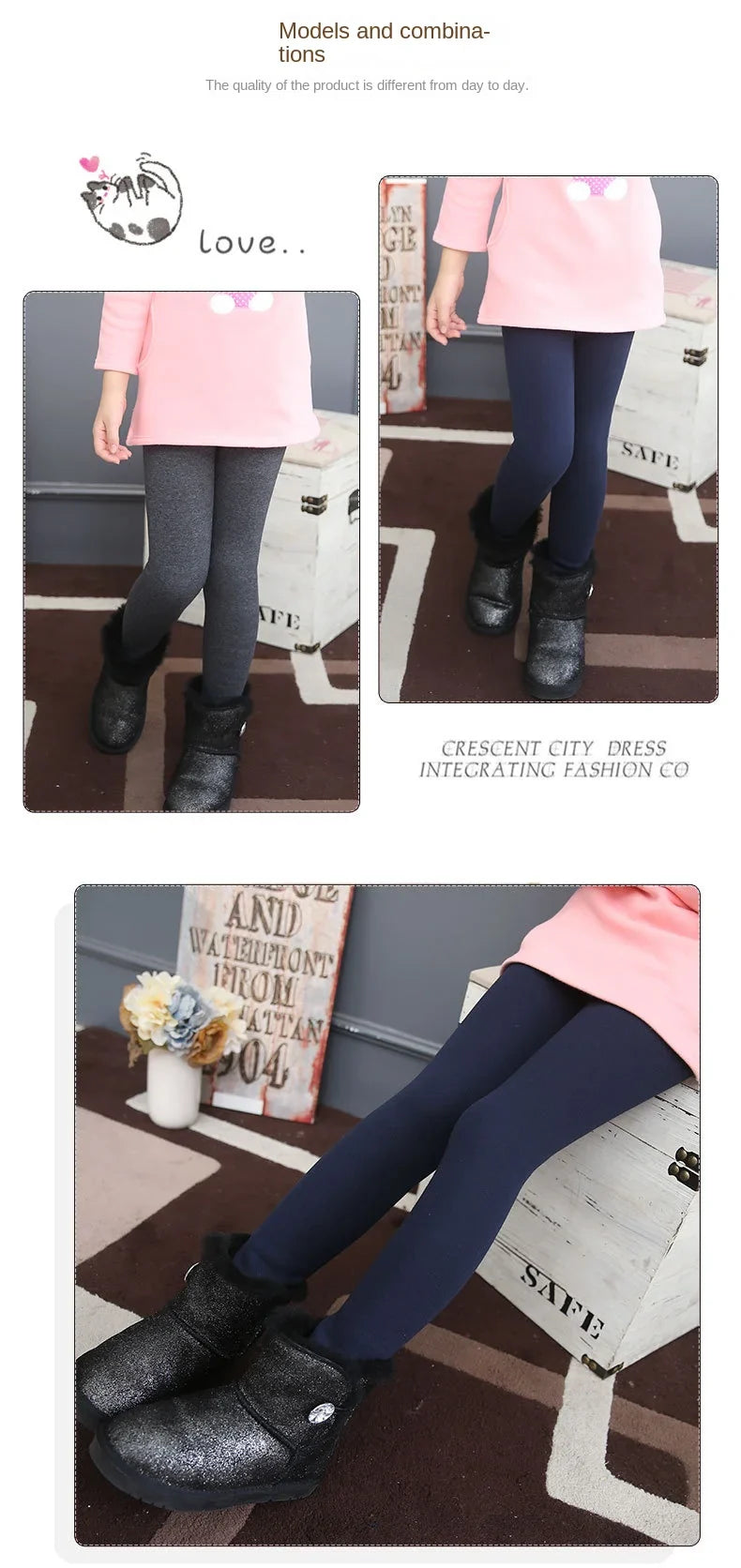 Leggings polaires désossés pour filles, pantalons polaires épais pour enfants, couleur unie, vêtements d'extérieur, automne et hiver