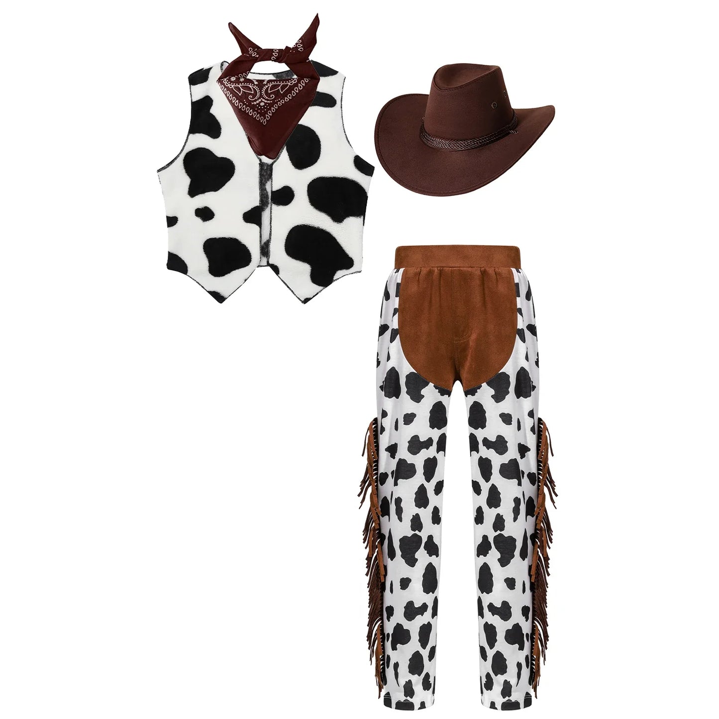 Costume de Cowboy Occidental pour Enfant, Déguisement de Cowgirl, Jeu, Interface West, ixd'Halloween, Cosplay, Ensembles de 4 Pièces, Performance sur Scène Trempée
