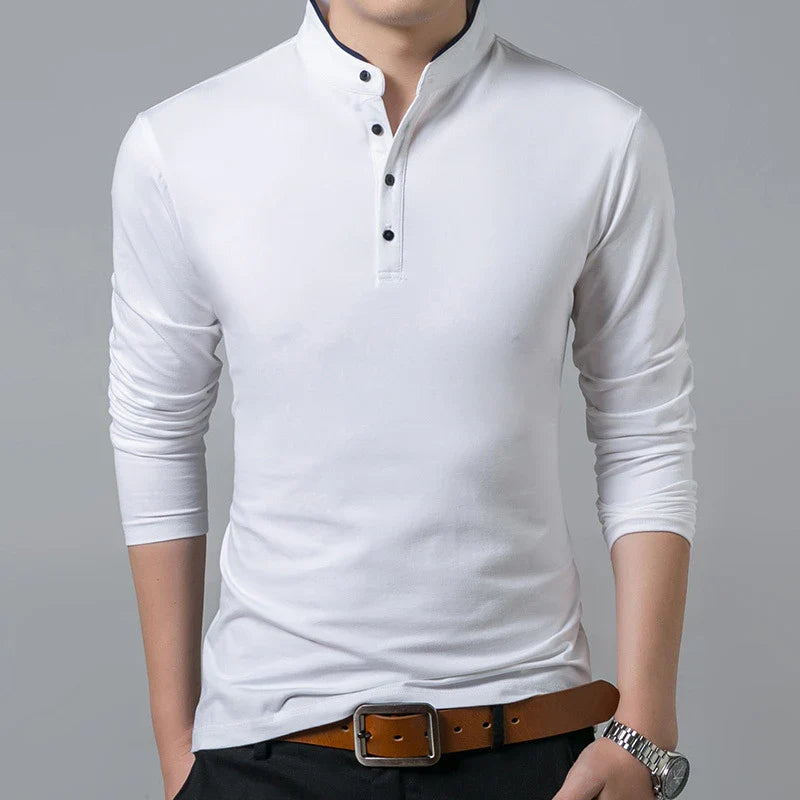 Polo à manches longues pour hommes, style décontracté et chic, idéal pour l'été, confortable et respirant, parfait pour les occasions formelles.