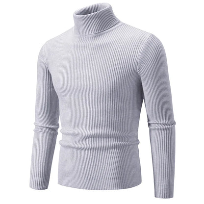 Hommes Pulls Gilets Cols Roulés Tricotés Manches Longues Couleur Unie Décontracté Coupe Slim Épais Épissure Automne Hiver