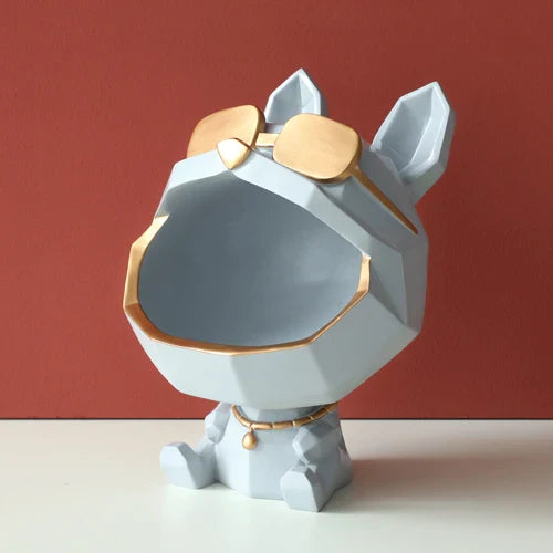 Sculpture en résine pour chien, Statue d'animal à grande bouche pour décor avec boîte de rangement pour porte-clés, Figurine de chien, ornement, cadeau de décoration