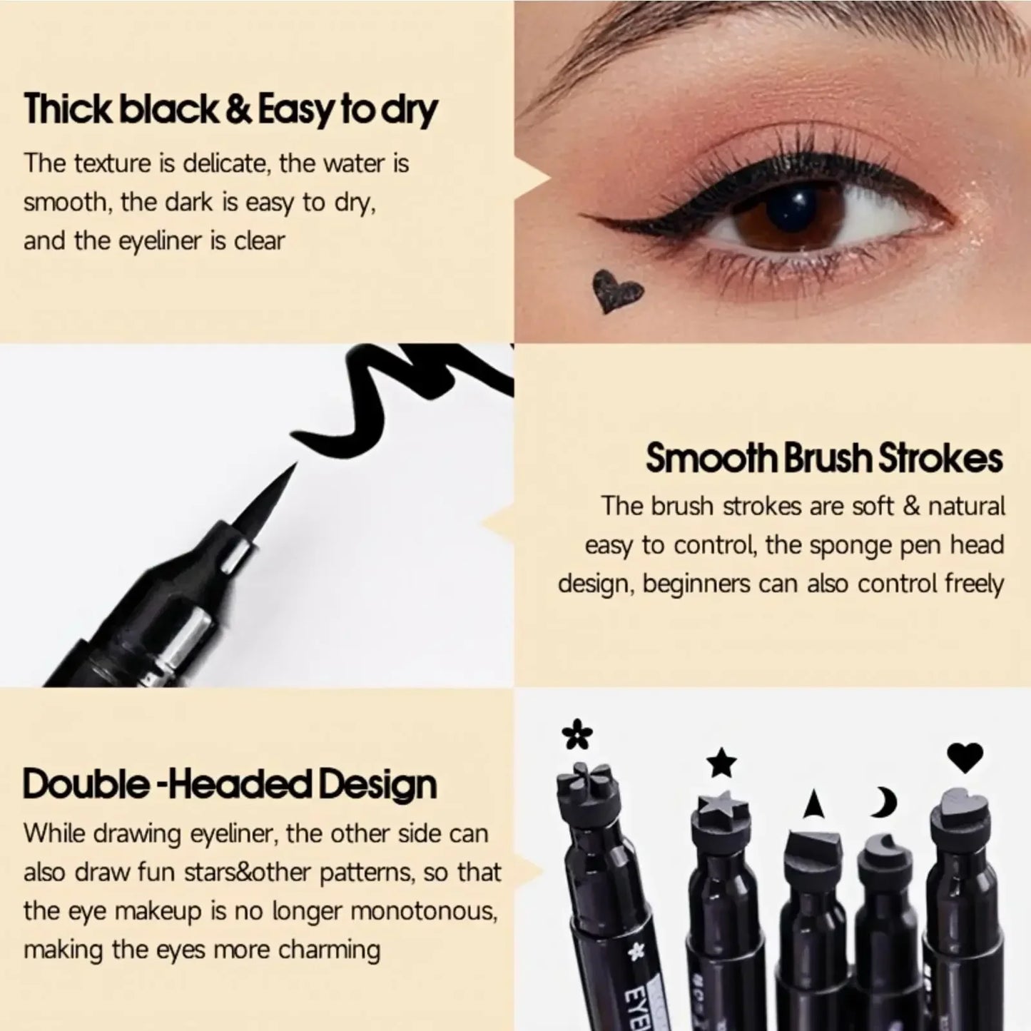 Stylo Eyeliner à Double tête, imperméable, adapté aux débutants, adapté au maquillage de noël, Halloween, saint-valentin, 1 pièce
