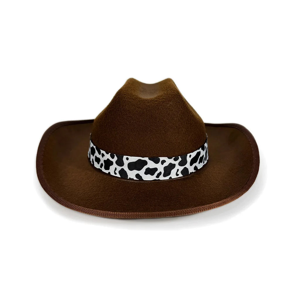 Children's Cowboy Hat, High-Quality Cowgirl Hat, Cow Print Jazz Hat, Festive for Festival, Western Themed Event, Party