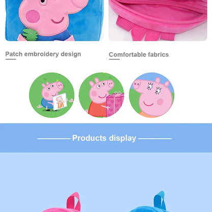 Peppa Pig Crossbody Bag Stereoscopic Doll Backpack Anime Knapsack Plush Coin Purse Toys George Round Pocketbook Children's Gifts