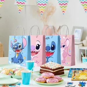 Stitch Birthday Party Favors,110 Pcs Stitchs Party Favors Set-Stitch Favor Bags,Keychains Slap Bracelets etc Stitch Themed Party