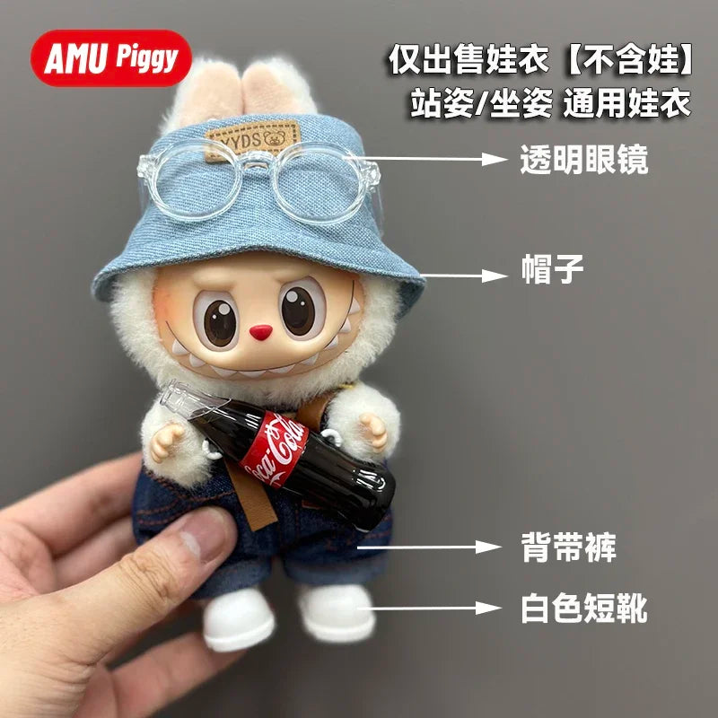 Clothes Doll DIY Accessories Pull Cloth Cola Happiness Factor Labubu Clothes Set Doll Outfit Have Shoes