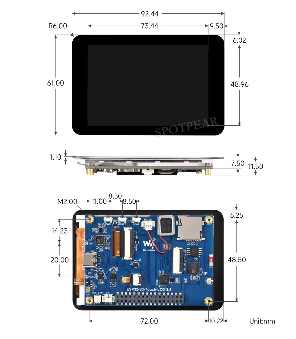 ESP32-S3 Development Board 3.5inch LCD Touch Screen Display  N16R8  AI Voice Chat Robot BOX 6-Axis /Camera /SD