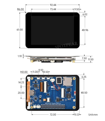 ESP32-S3 Development Board 3.5inch LCD Touch Screen Display  N16R8  AI Voice Chat Robot BOX 6-Axis /Camera /SD