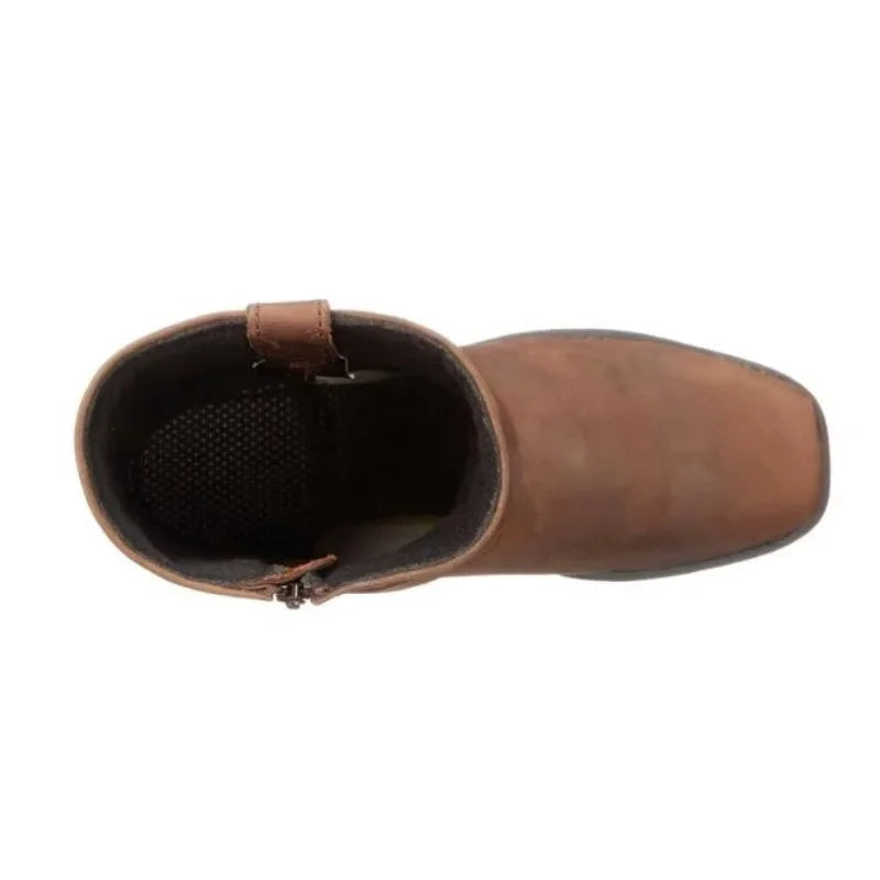 Retro Cowboy Boots Men Mid Calf Western Boots Mixed gender Leather Boots Man Slip On Shoes Winter Knight  Booties Size 48