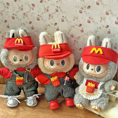Tenue de travail Vêtements pour poupée Labubu Mode Café Fast-food Frites Hamburgers Tenue Vêtements Accessoires Cosplay