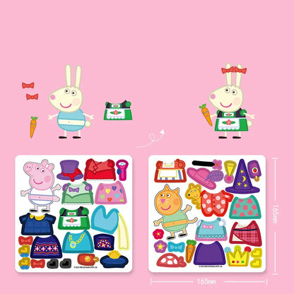 Nouveau Peppa Pig Page Habiller Autocollants Magnétiques Puzzle Magnétique Bricolage Habiller Autocollants Jouets à Tirer Cadeaux de Noël pour Enfants