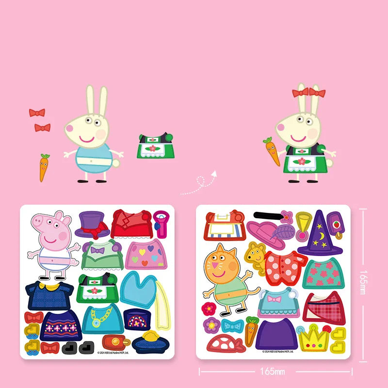 New Peppa Pig Page Dress up Magnetic Stickers Puzzle Magnetic DIY Dress up Stickers Pull up Toys Children's Christmas Gifts