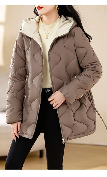 2024 New Winter Jacket Parkas Women Coat Fur Collar Hooded Overcoat Female Jacket Parka Thick Warm Cotton Padded Outwear