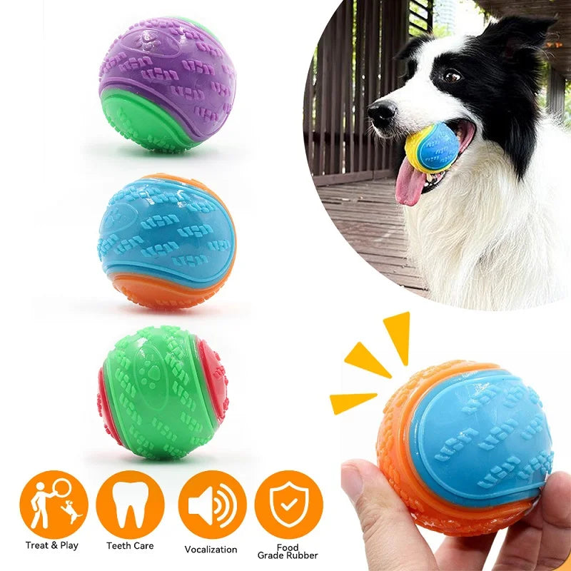 Interactive dog toys, soft TPR pet tooth cleaning toys, bite resistance, squeaky ball