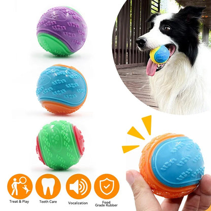 Interactive dog toys, soft TPR pet tooth cleaning toys, bite resistance, squeaky ball