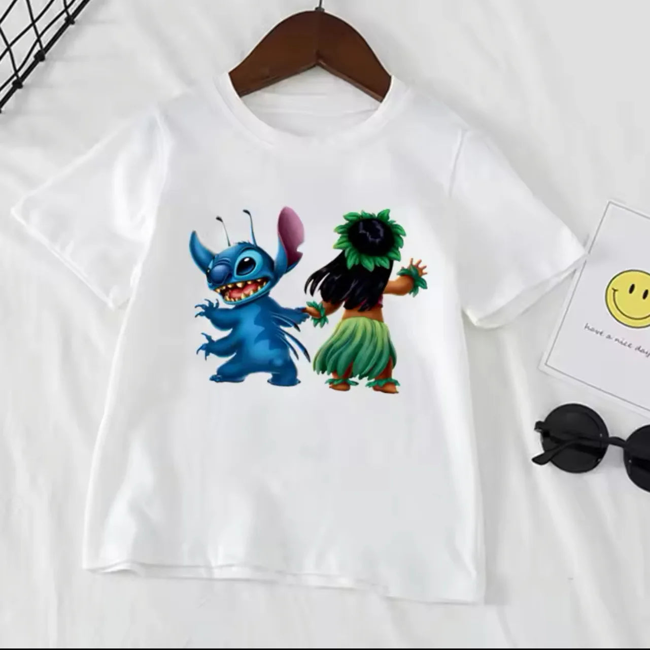 Stitch Stitch Series Peripheral Cartoon Pattern Printed Children's Clothing Summer Edition Boys and Girls Round Neck T-shirt
