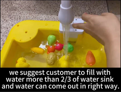 Kids Kitchen Sink Toys Electric Dishwasher Playing Toy With Running Water Pretend Play Food Fishing Toy Role Playing Girls Gift