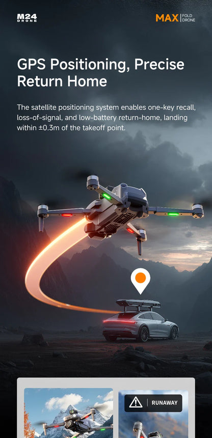 Drone M24 haut de gamme de qualité professionnelle, équipé d'un écran télécommandé 1000M, transmission d'image numérique, quadrirotor sans balais